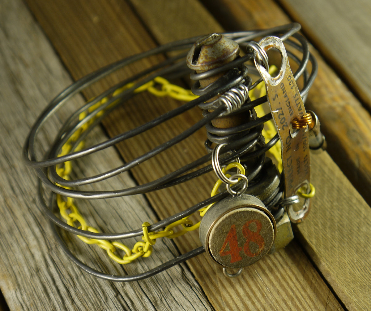 Industrial steam punk steel wire bracelet