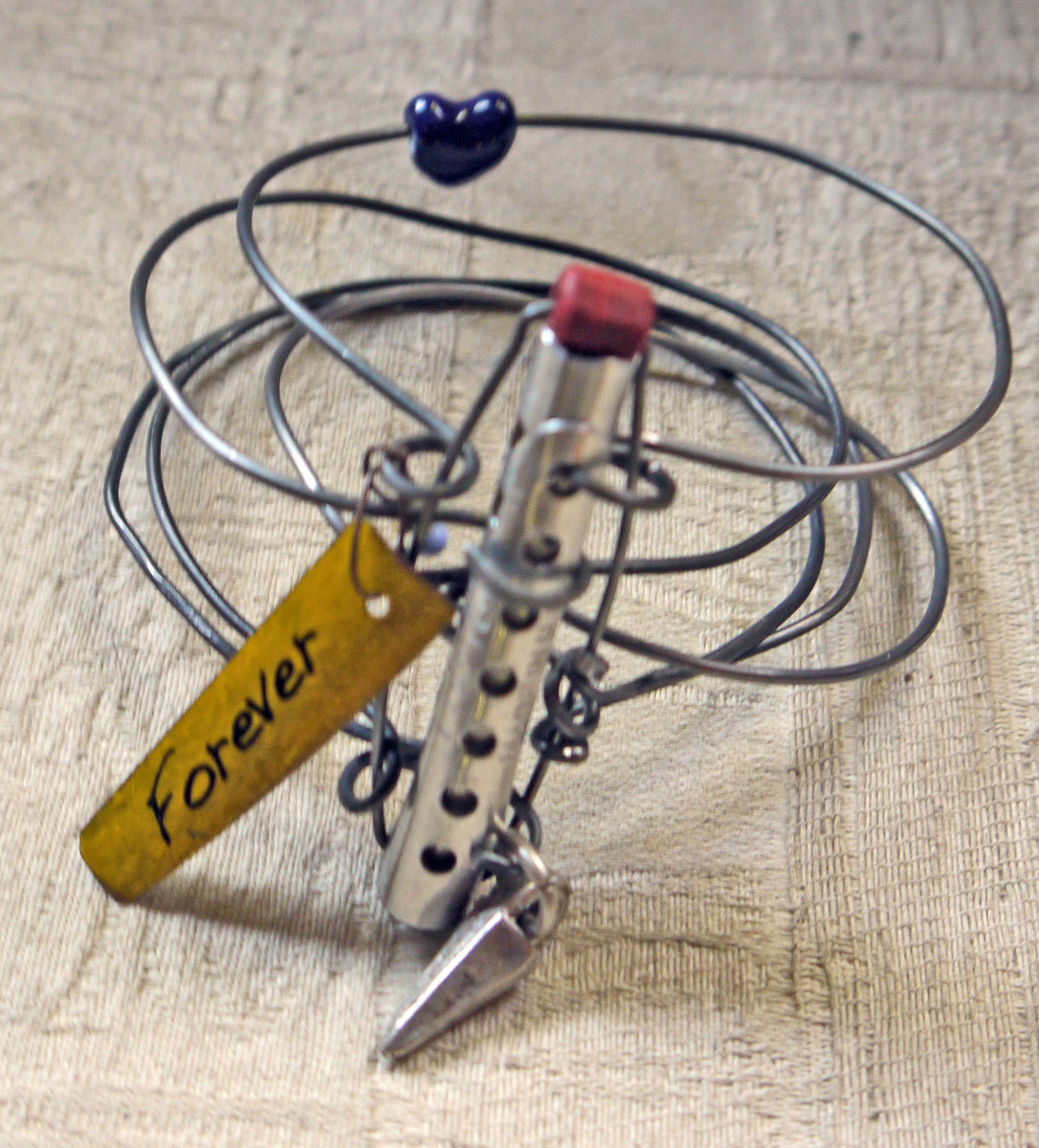 Vintage hair roller forever steel bracelet