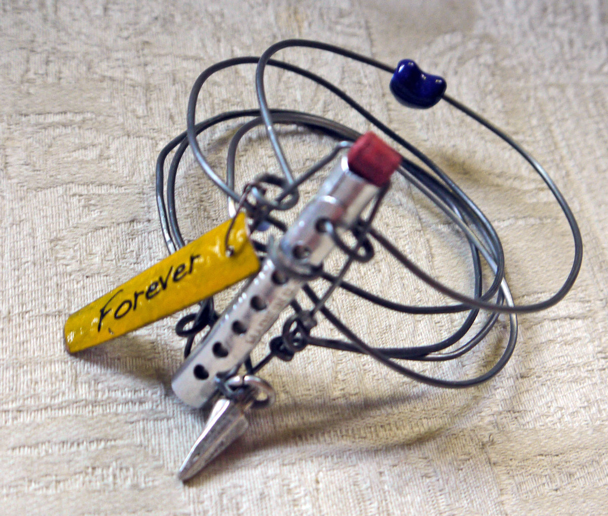 Vintage hair roller forever steel bracelet