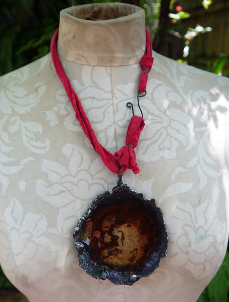 Airplane parts resin disc necklace