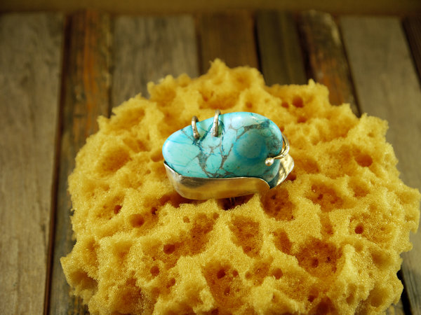 Abstract turquoise and sterling ring