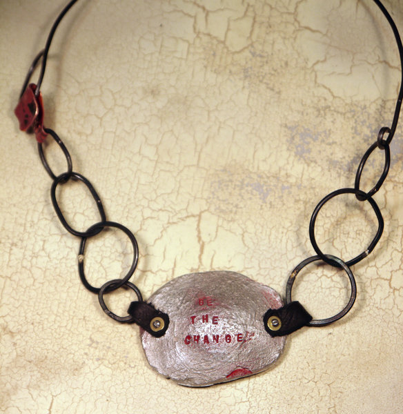 "Be the change" pewter bracelet necklace conversion