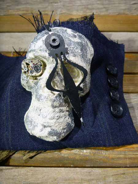 Day of the dead Edwardian men's skull cuff bracelet