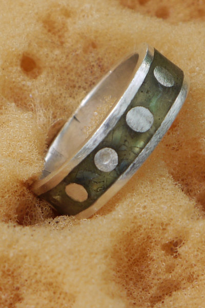 recycled sea glass inlay ring by Jomama